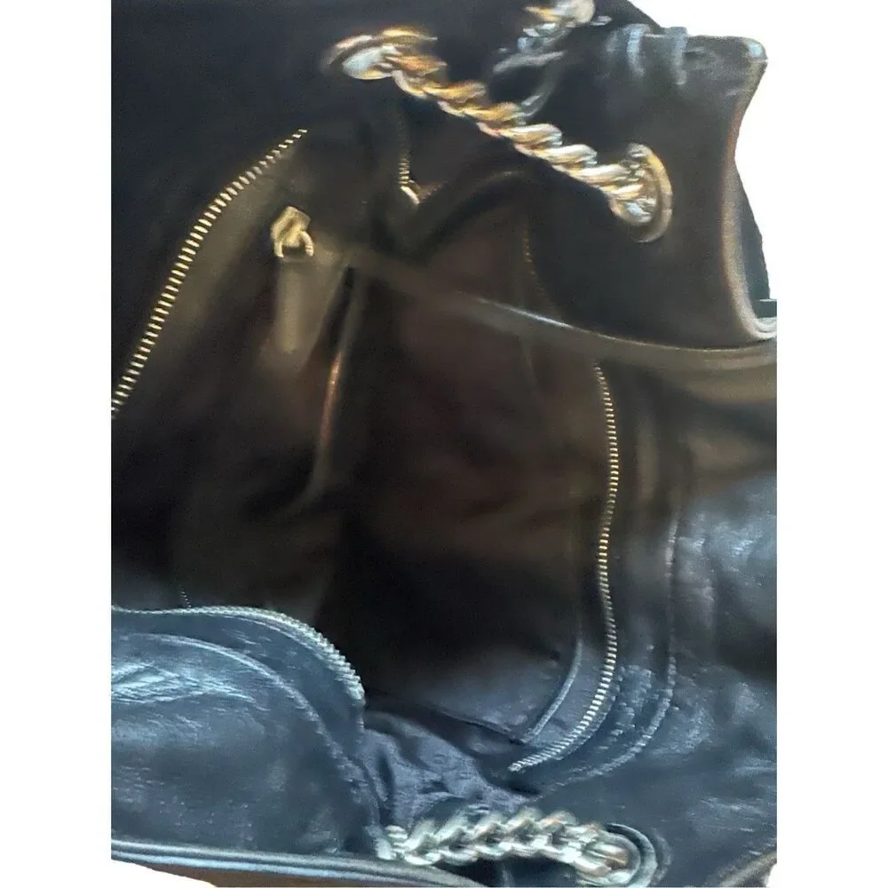 Michael Kors black leather with chain detail